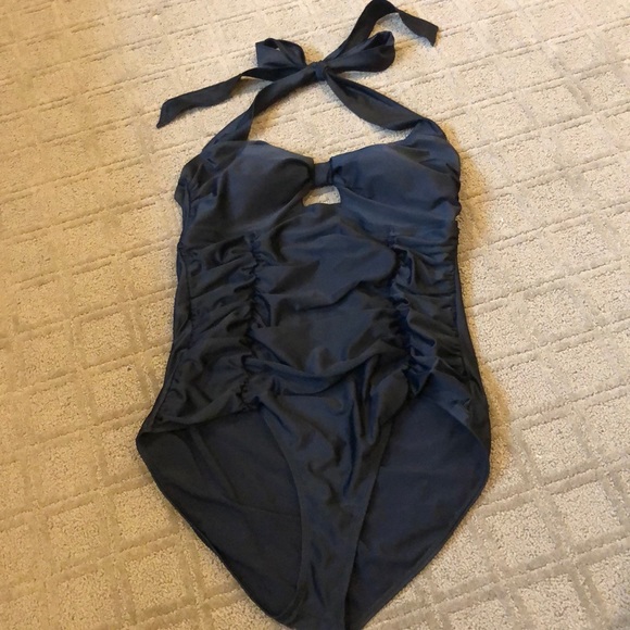 black halter swimsuit